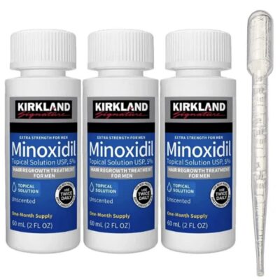 3 Botes - Minoxidil Kirkland Líquido 5% Barba & Cabello