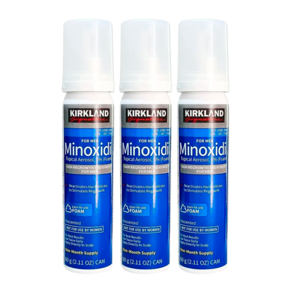 3 Botes - Minoxidil Kirkland Espuma 5% Barba & Cabello